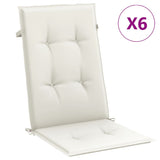 Cojines de silla Vidaxl 6 st alto trasero 120x50x4 cm de tela crema mixta