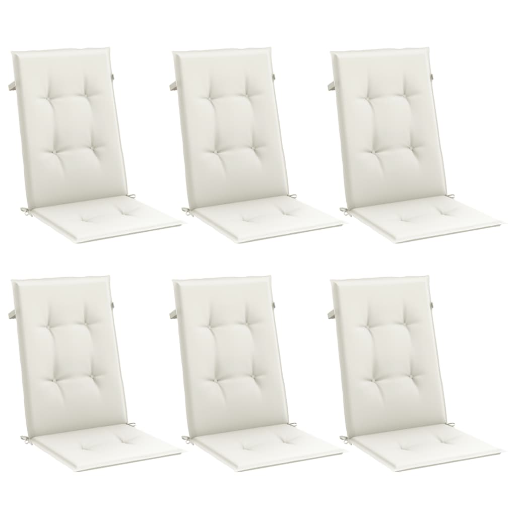 Vidaxx Stuhlkissen 6 Stück hohe Rückenlehne 120x50x4 cm Stoff gemischt creme