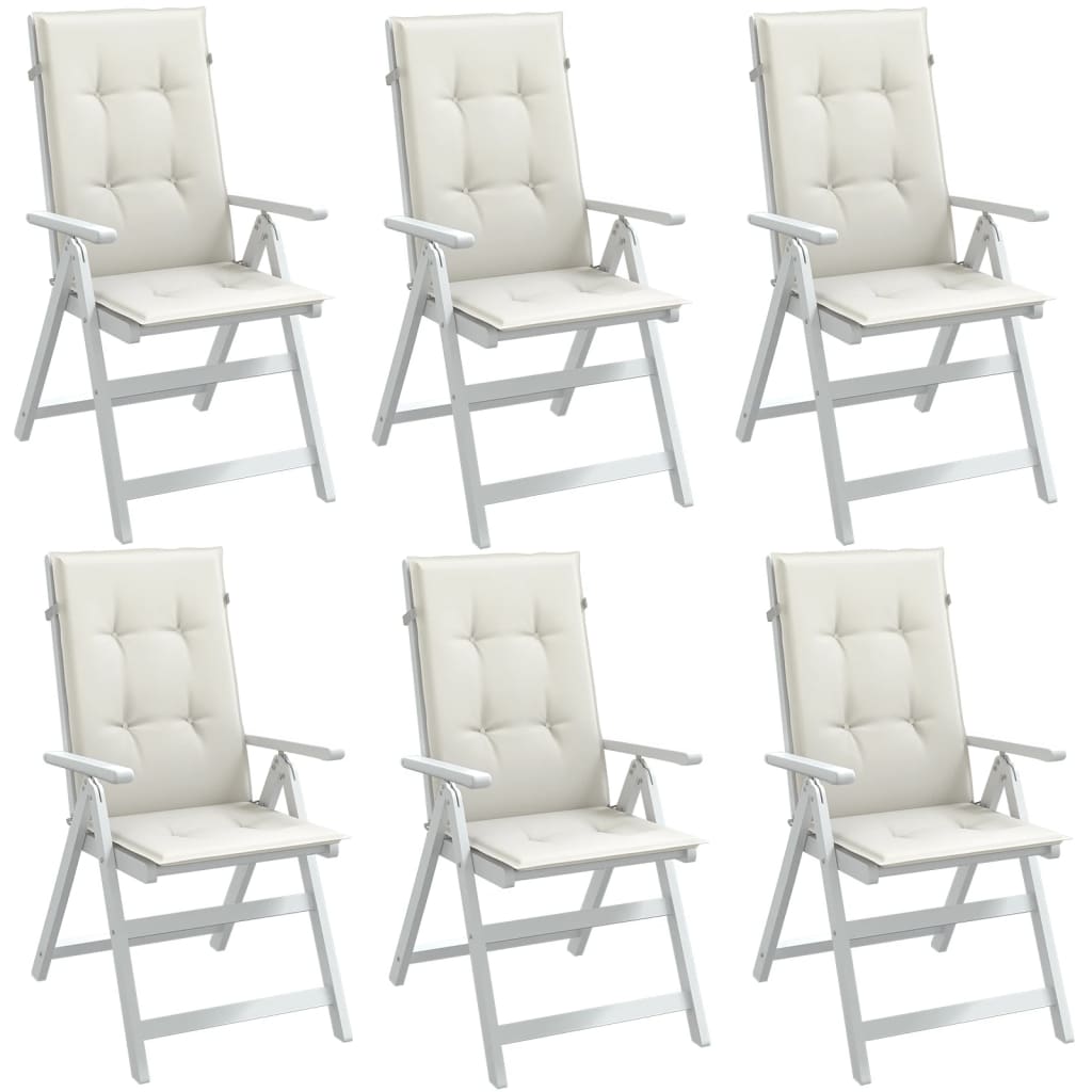 Vidaxx Stuhlkissen 6 Stück hohe Rückenlehne 120x50x4 cm Stoff gemischt creme