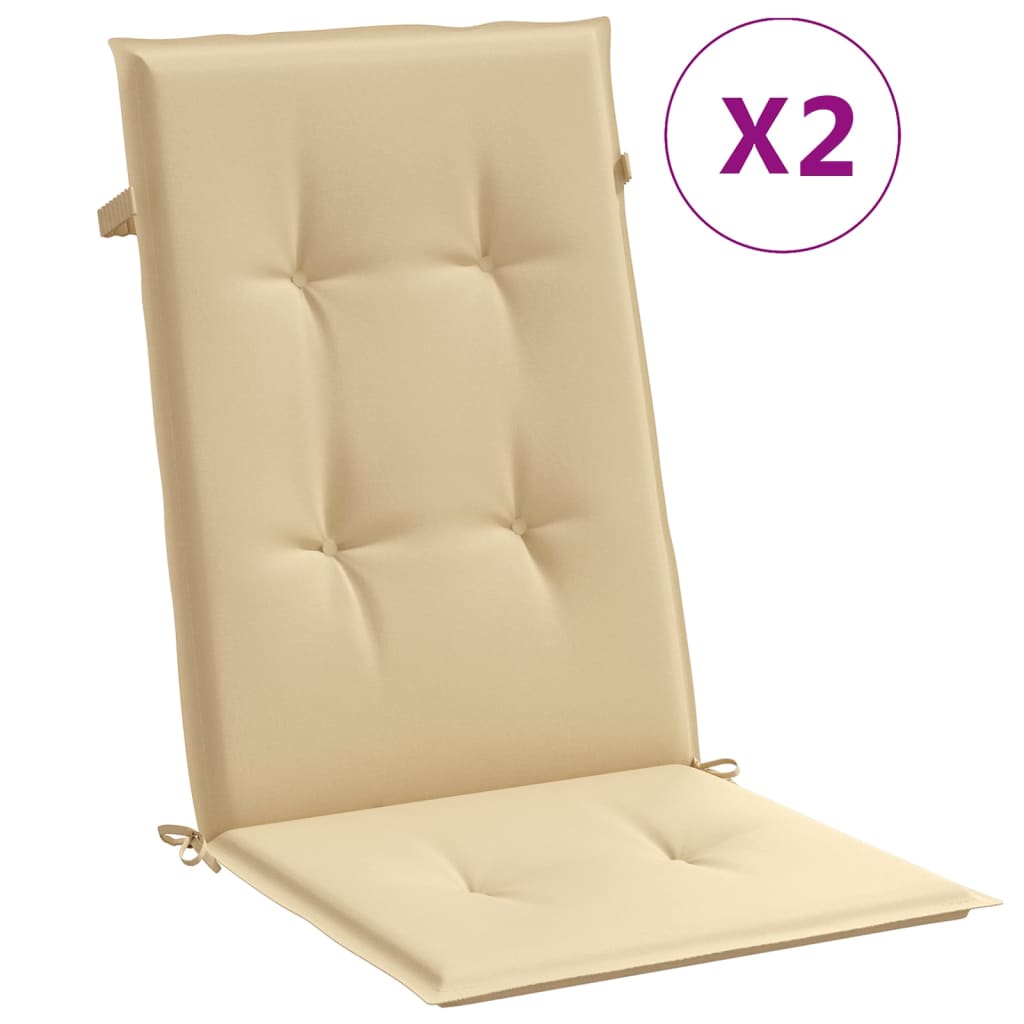 Vidaxl stolputer 2 st høye rygg 120x50x4 cm stoff blandet beige