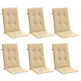 Cojines de silla Vidaxl 6 st alto de 120x50x4 cm de tela beige mixta