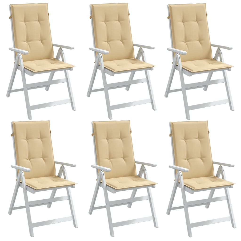 Cojines de silla Vidaxl 6 st alto de 120x50x4 cm de tela beige mixta