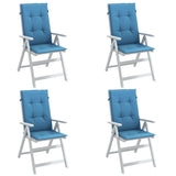 Coussins de chaise vidaxl 4 st arrière haut 120x50x4 cm tissu mixte bleu