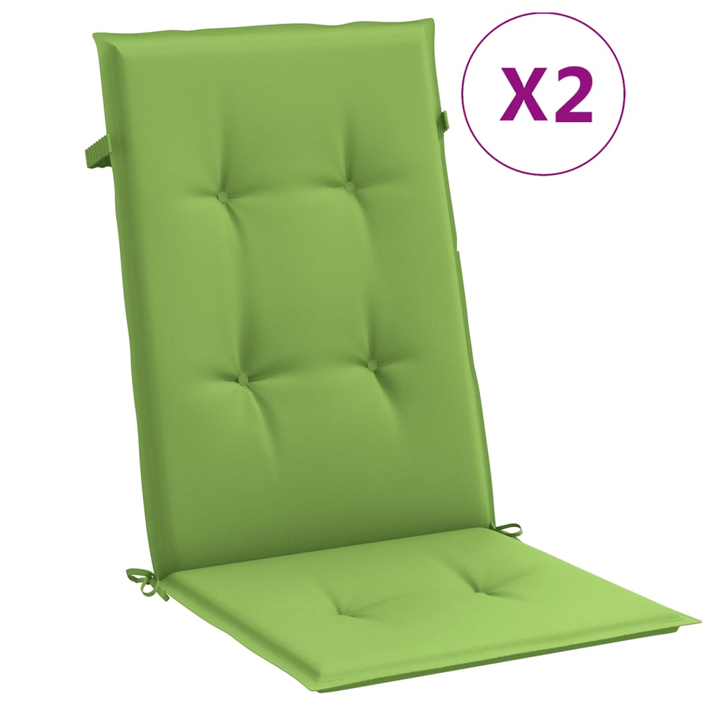 Cojines de silla de Vidaxl 2 st alto trasero 120x50x4 cm de tela mixta verde