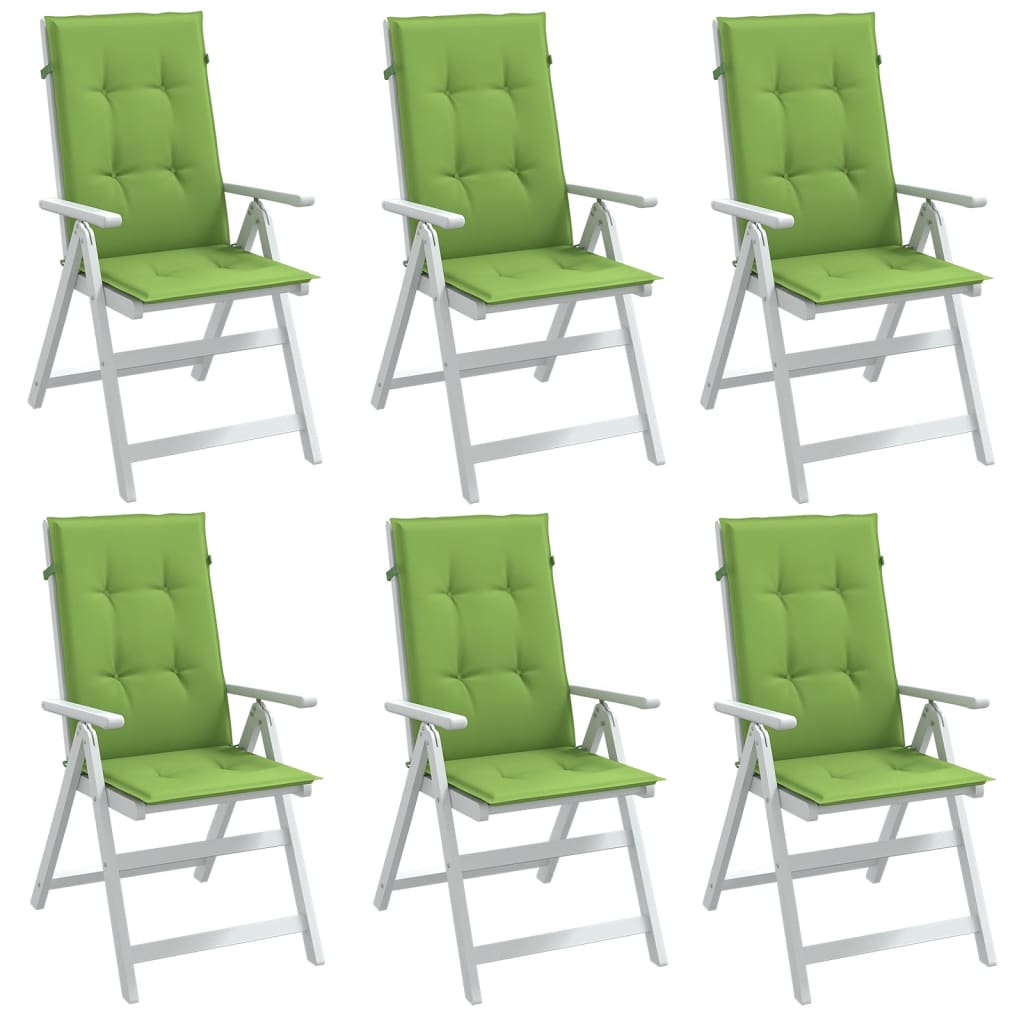 Coussins de chaise vidaxl 6 st arrière haut 120x50x4 cm tissu vert mélangé