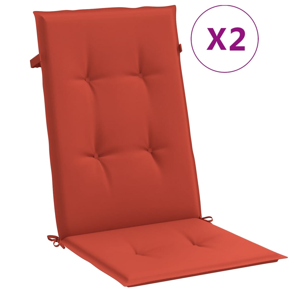 Vidaxx Stuhlkissen 2 Stück hohe Rückenlehne 120x50x4 cm Stoff rot gemischt