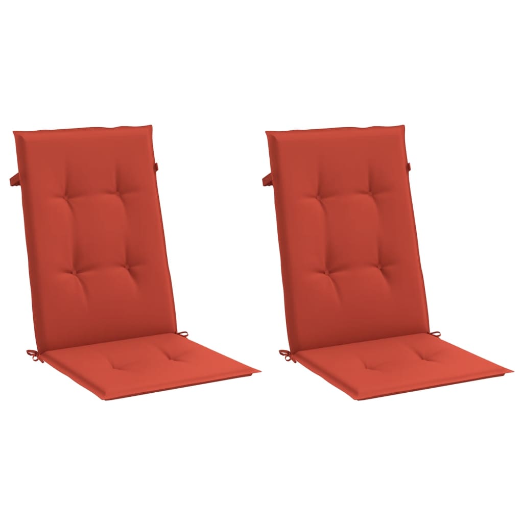 Coussins de chaise Vidaxl 2 ST Haut arrière 120x50x4 cm Tissu rouge mélangé