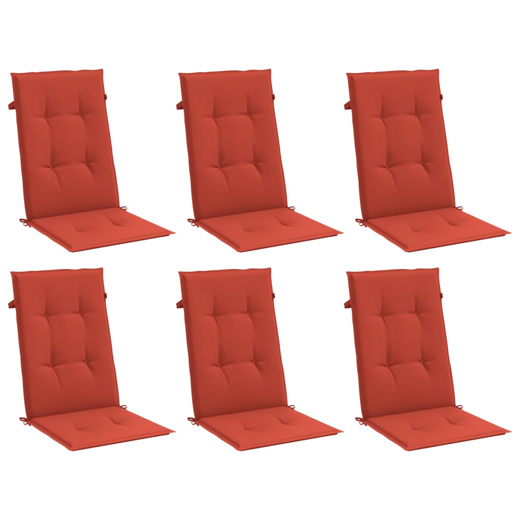 Vidaxx Stuhlkissen 6 Stück hohe Rückenlehne 120x50x4 cm Stoff rot gemischt