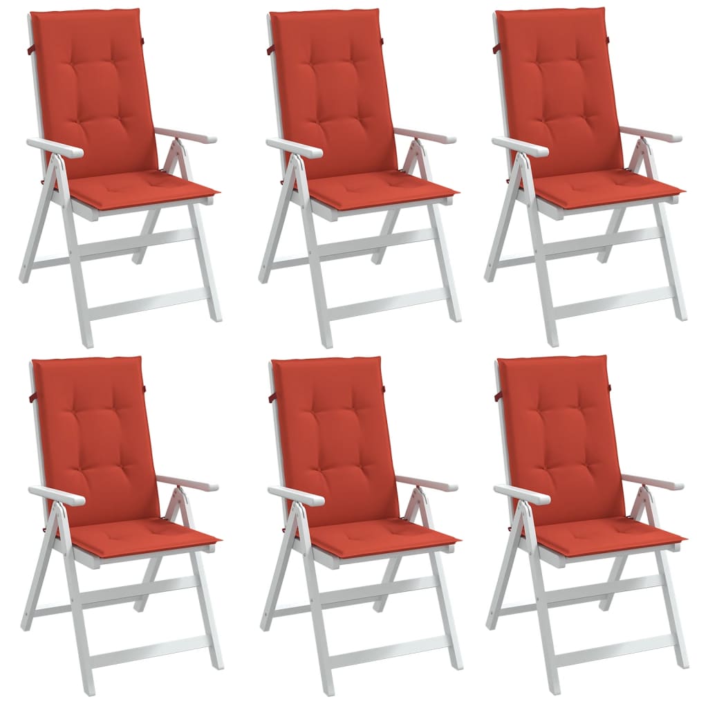 Cojines de silla Vidaxl 6 st alto trasero 120x50x4 cm de tela mixta roja