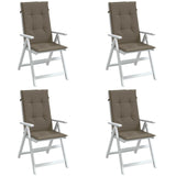 Coussins de chaise vidaxl 4 st arrière haut 120x50x4 cm tissu mélangé taupe