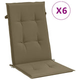 Vidaxx Stuhlkissen 6 Stück hohe Rückenlehne 120x50x4 cm Stoff Melange Taupe