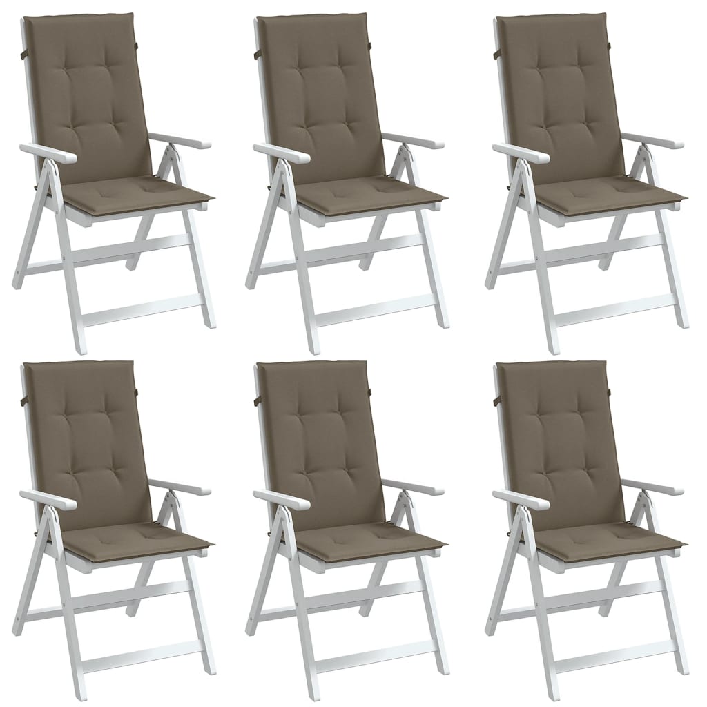 Vidaxx Stuhlkissen 6 Stück hohe Rückenlehne 120x50x4 cm Stoff Melange Taupe