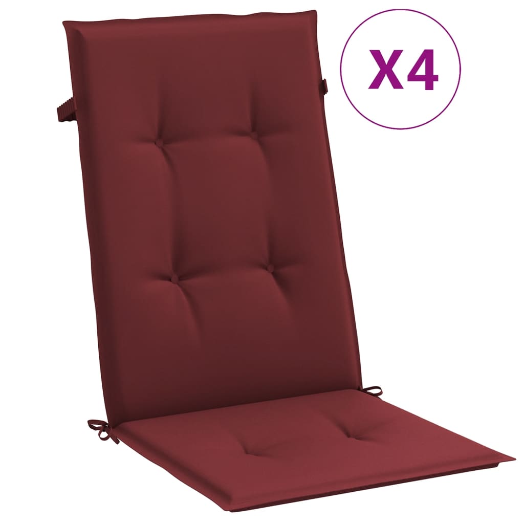 Vidaxl Chair cushions 4 st high back 120x50x4 cm fabric mixed wine red