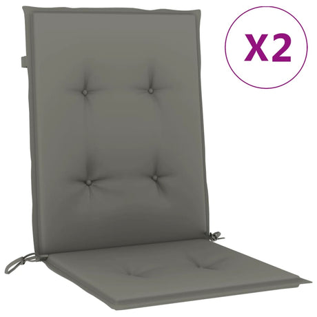 Vidaxx Stuhlkissen 2 Stück niedrige Rückenlehne 100x50x4 cm Stoff dunkelgrau