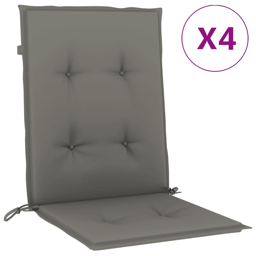 Vidaxx Stuhlkissen 4 Stück niedrige Rückenlehne 100x50x4 cm Stoff dunkelgrau