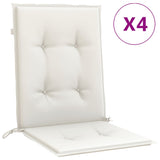 VidaXL Stuhlkissen 4 Stück niedrige Rückenlehne 100x50x4 cm Stoff gemischt creme