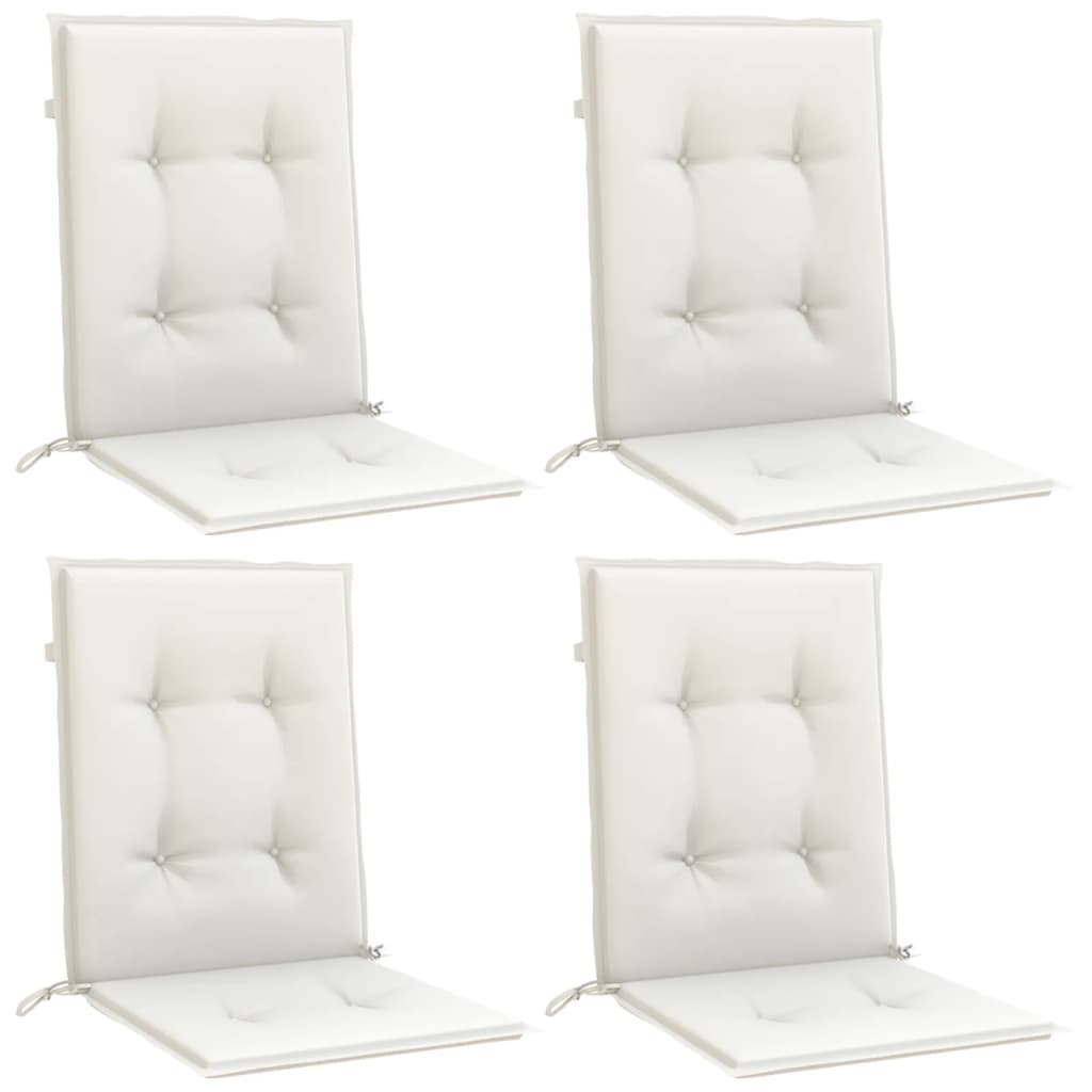 VidaXL Stuhlkissen 4 Stück niedrige Rückenlehne 100x50x4 cm Stoff gemischt creme