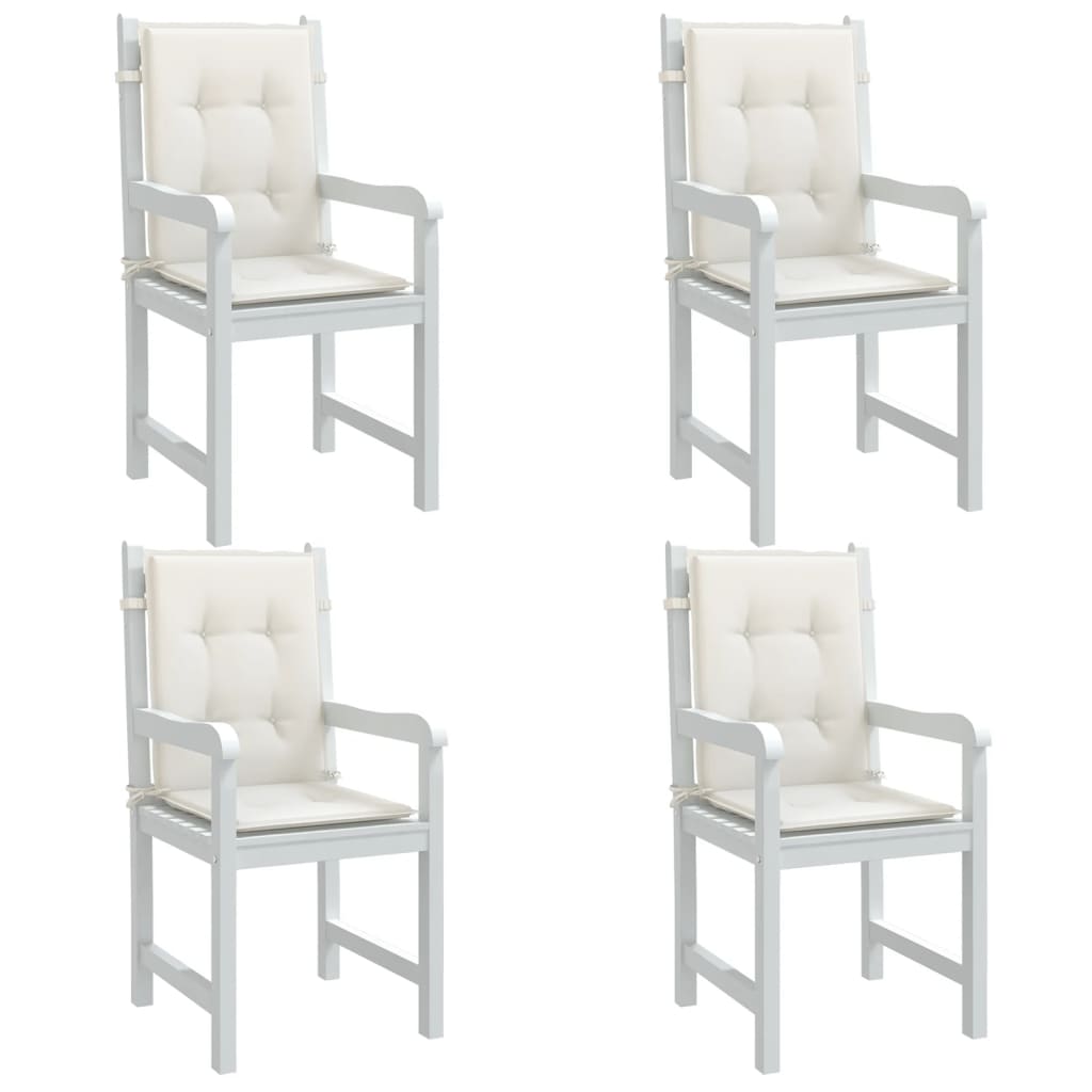 VidaXL Stuhlkissen 4 Stück niedrige Rückenlehne 100x50x4 cm Stoff gemischt creme