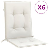 VidaXL Stuhlkissen 6 Stück niedrige Rückenlehne 100x50x4 cm Stoff gemischt creme