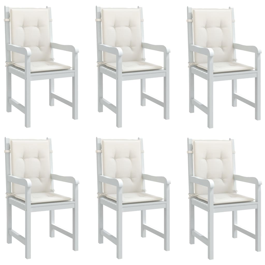 VidaXL Stuhlkissen 6 Stück niedrige Rückenlehne 100x50x4 cm Stoff gemischt creme