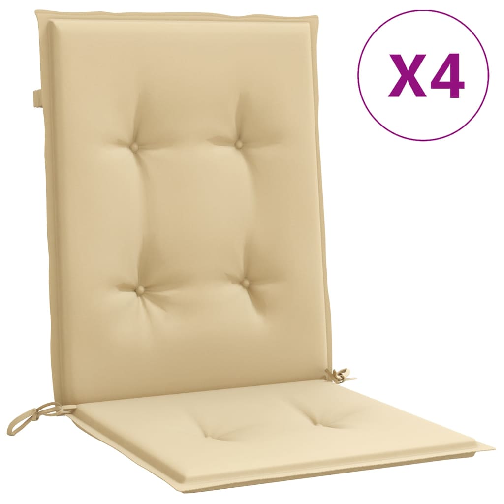 Vidaxx Stuhlkissen 4 Stück niedrige Rückenlehne 100x50x4 cm Stoff beige gemischt
