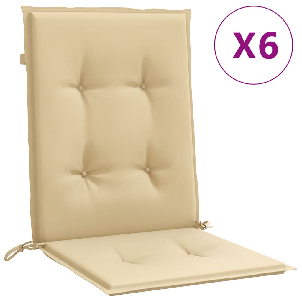 Vidaxl stolputer 6 stk korsrygg 100x50x4 cm stoff blandet beige