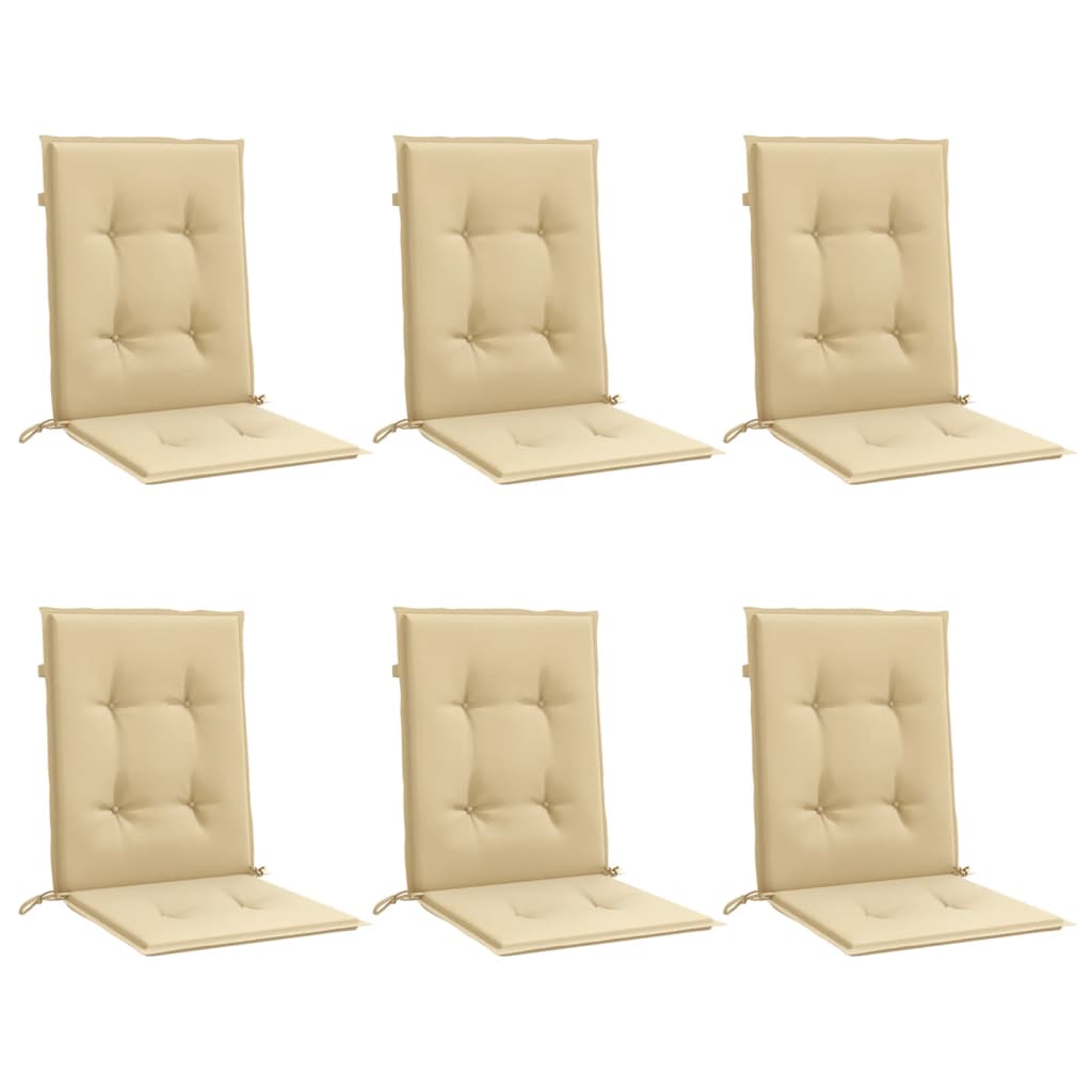 Vidaxx Stuhlkissen 6 Stück niedrige Rückenlehne 100x50x4 cm Stoff beige gemischt
