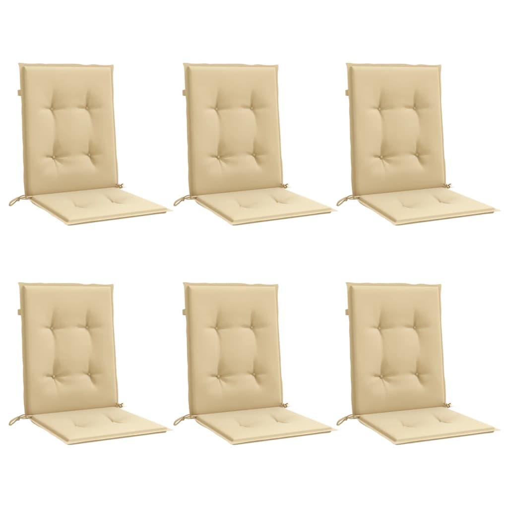 Cojines de silla Vidaxl 6 pcs Back 100x50x4 CM Fabric beige mixta