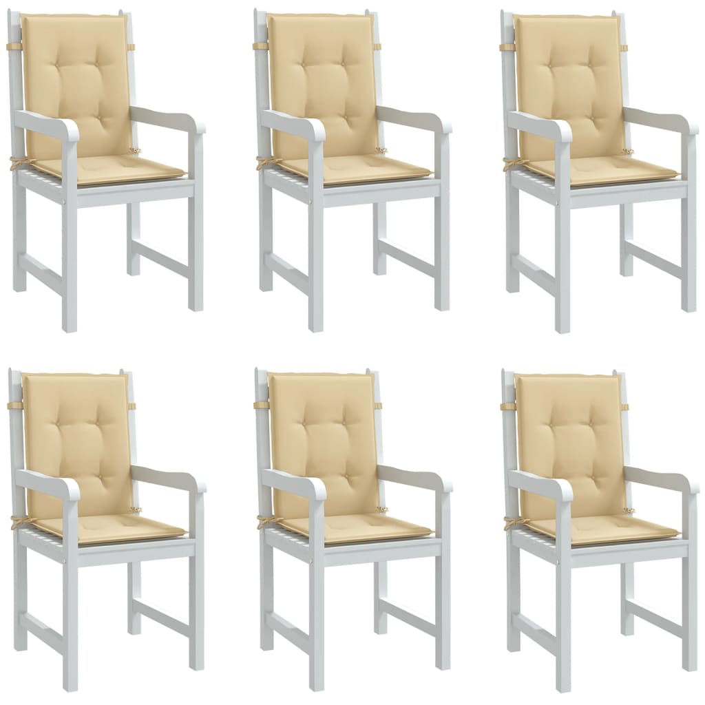 Vidaxx Stuhlkissen 6 Stück niedrige Rückenlehne 100x50x4 cm Stoff beige gemischt