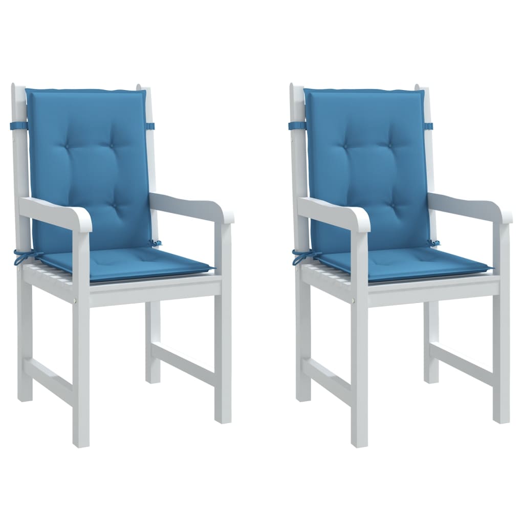 Vidaxx Stuhlkissen 2 Stück niedrige Rückenlehne 100x50x4 cm Stoff blau gemischt