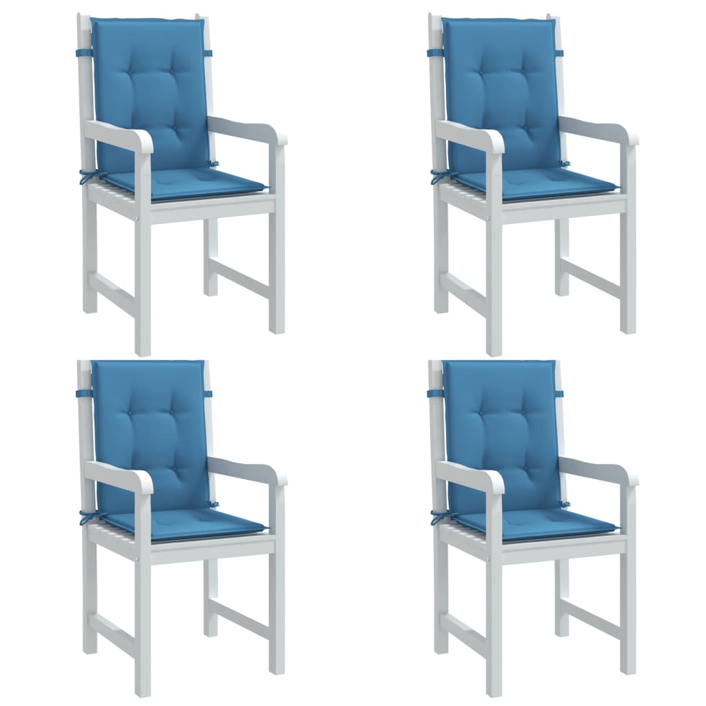 Vidaxx Stuhlkissen 4 Stück niedrige Rückenlehne 100x50x4 cm Stoff blau gemischt