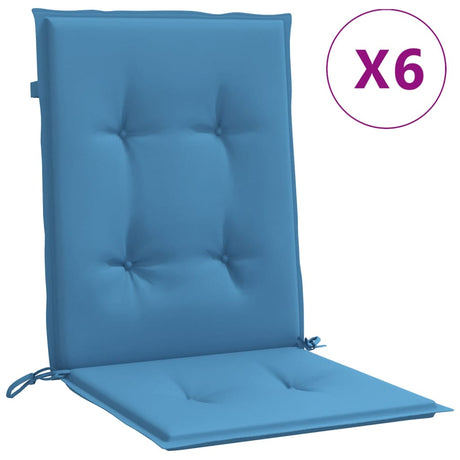 Vidaxx Stuhlkissen 6 Stück niedrige Rückenlehne 100x50x4 cm Stoff blau gemischt
