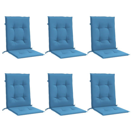 Vidaxx Stuhlkissen 6 Stück niedrige Rückenlehne 100x50x4 cm Stoff blau gemischt