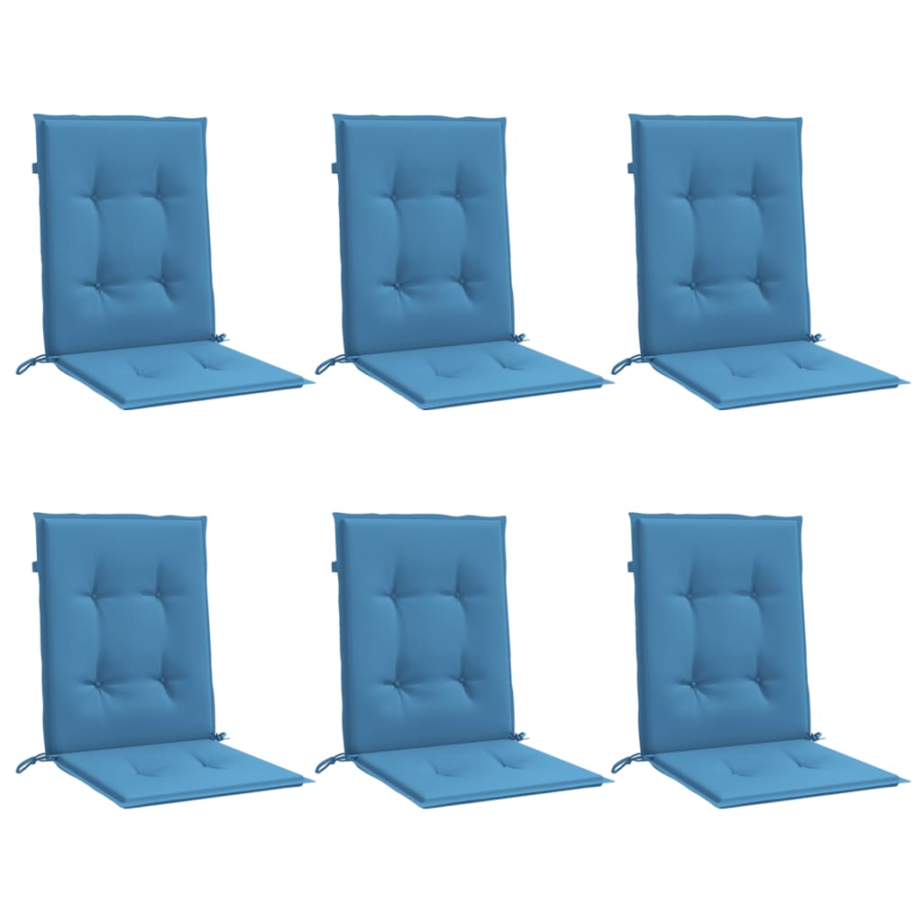 Vidaxx Stuhlkissen 6 Stück niedrige Rückenlehne 100x50x4 cm Stoff blau gemischt