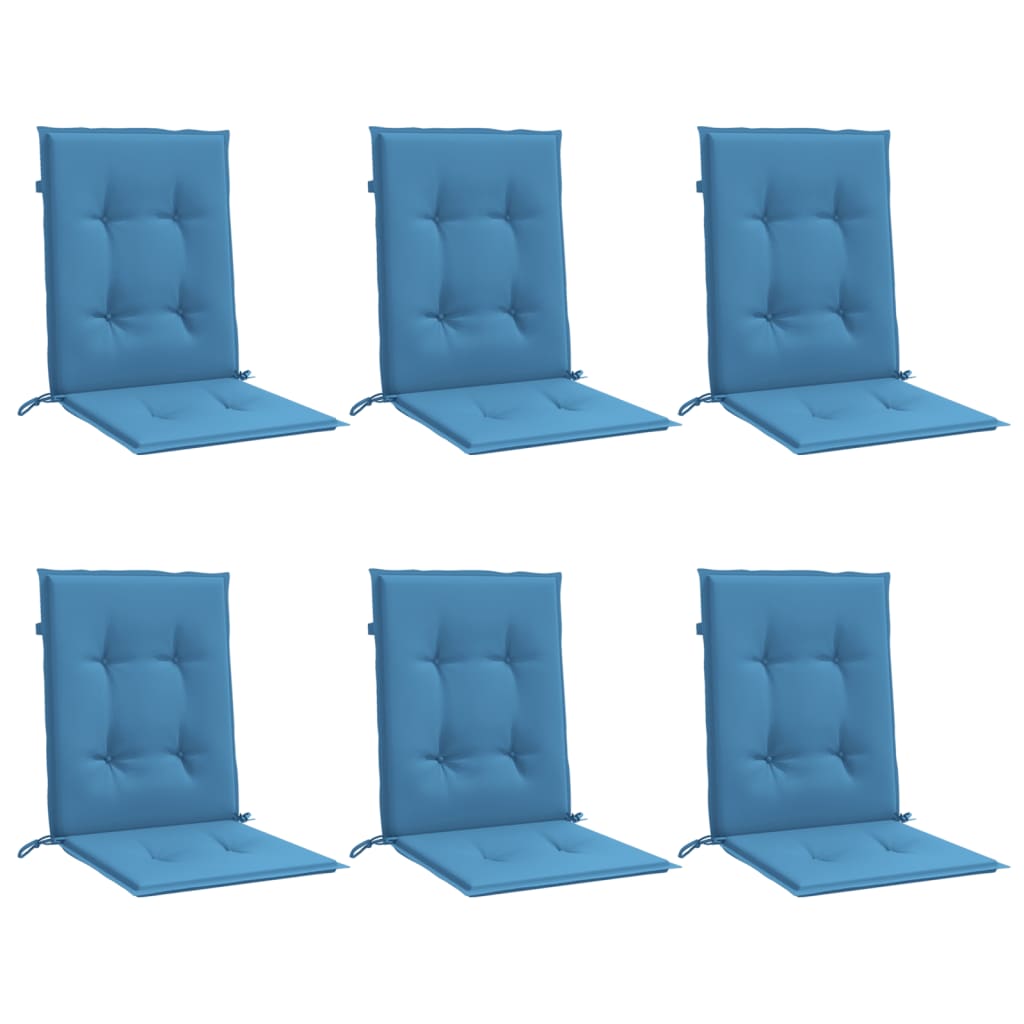 Coussins de chaise vidaxl 6 pcs bas dos 100x50x4 cm en tissu bleu mixte