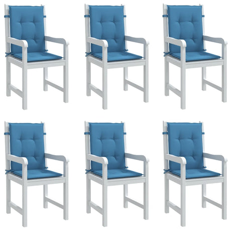 Vidaxx Stuhlkissen 6 Stück niedrige Rückenlehne 100x50x4 cm Stoff blau gemischt