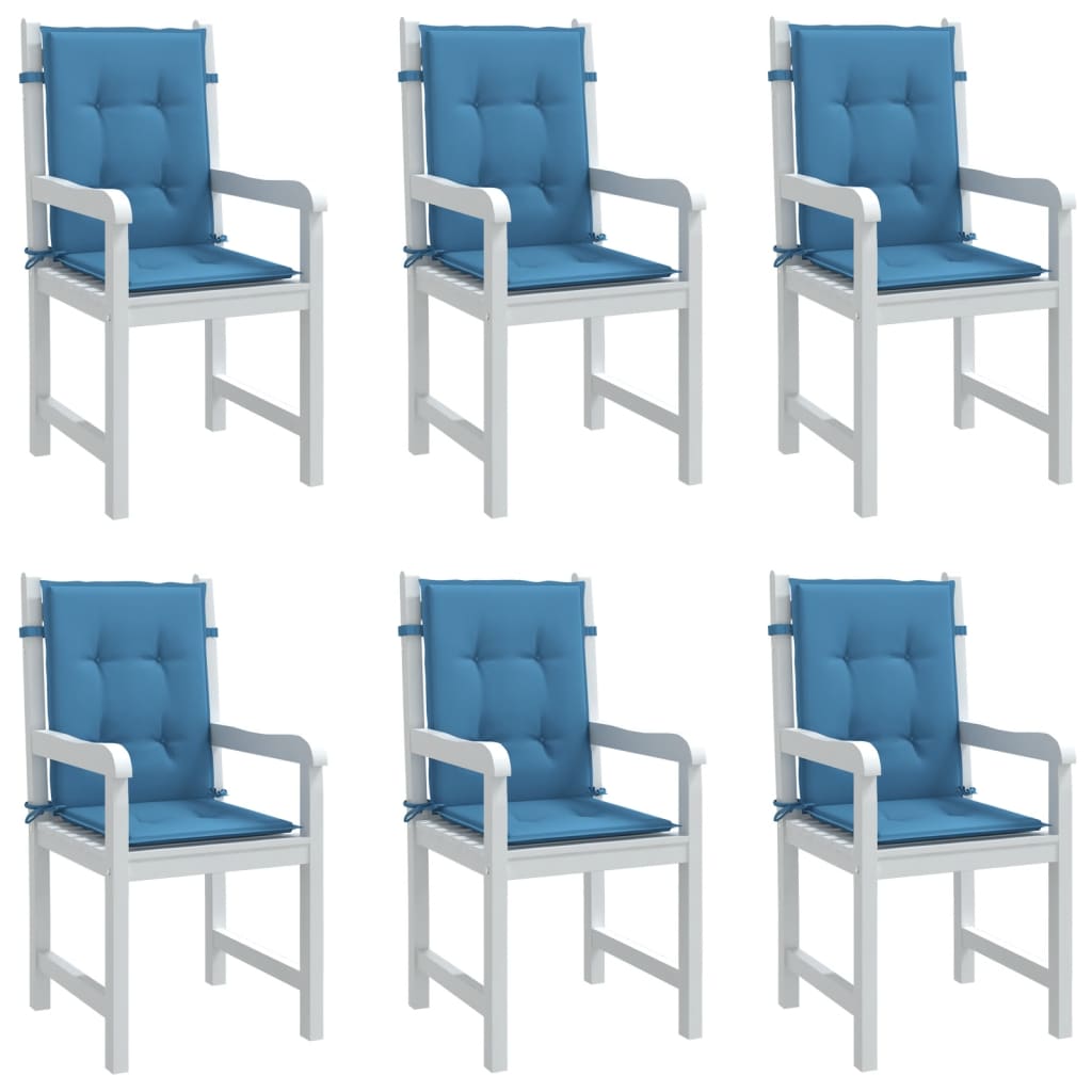 Vidaxx Stuhlkissen 6 Stück niedrige Rückenlehne 100x50x4 cm Stoff blau gemischt