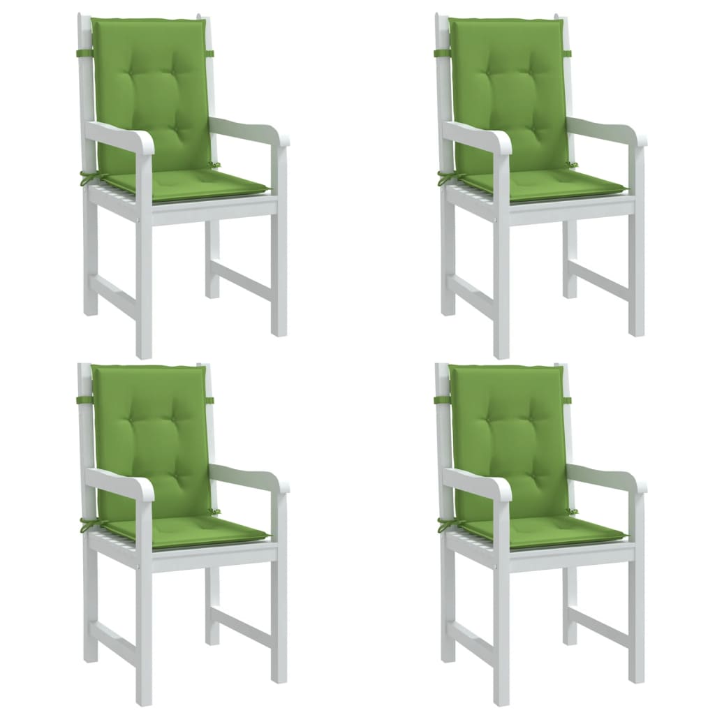 Vidaxx Stuhlkissen 4 Stück niedrige Rückenlehne 100x50x4 cm Stoff grün gemischt