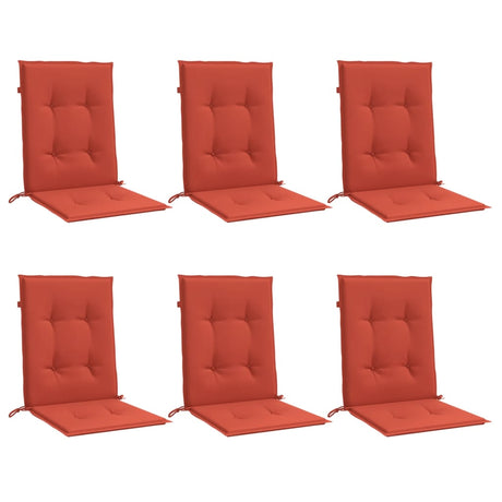 Vidaxx Stuhlkissen 6 Stück niedrige Rückenlehne 100x50x4 cm Stoff rot gemischt