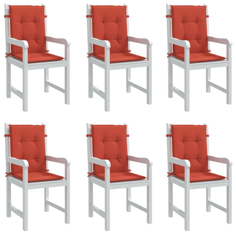 Vidaxx Stuhlkissen 6 Stück niedrige Rückenlehne 100x50x4 cm Stoff rot gemischt