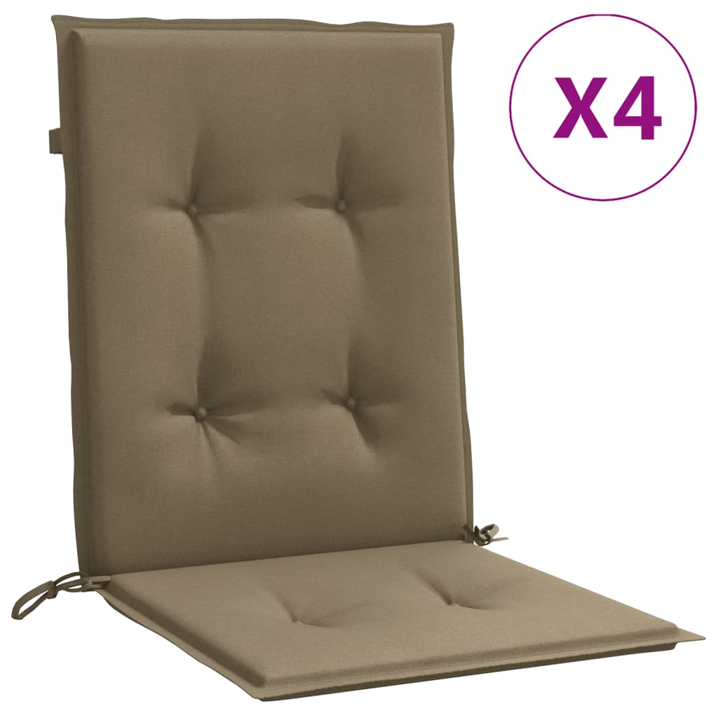 Vidaxx Stuhlkissen 4 Stück niedrige Rückenlehne 100x50x4 cm Stoff Melange Taupe