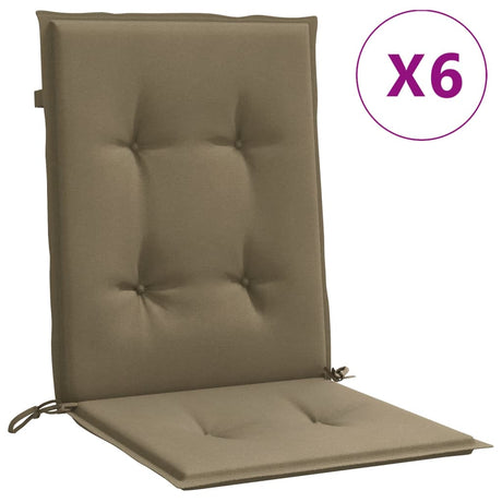 Vidaxx Stuhlkissen 6 Stück niedrige Rückenlehne 100x50x4 cm Stoff Melange Taupe