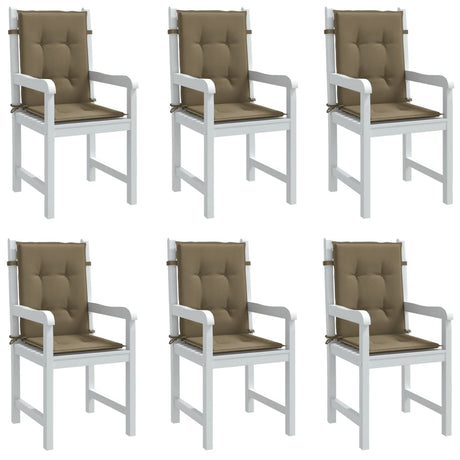 Vidaxx Stuhlkissen 6 Stück niedrige Rückenlehne 100x50x4 cm Stoff Melange Taupe