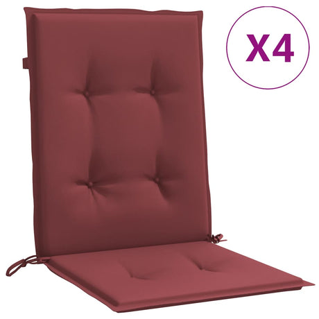 Vidaxx Stuhlkissen 4 Stück niedrige Rückenlehne 100x50x4 cm Stoff weinrot gemischt