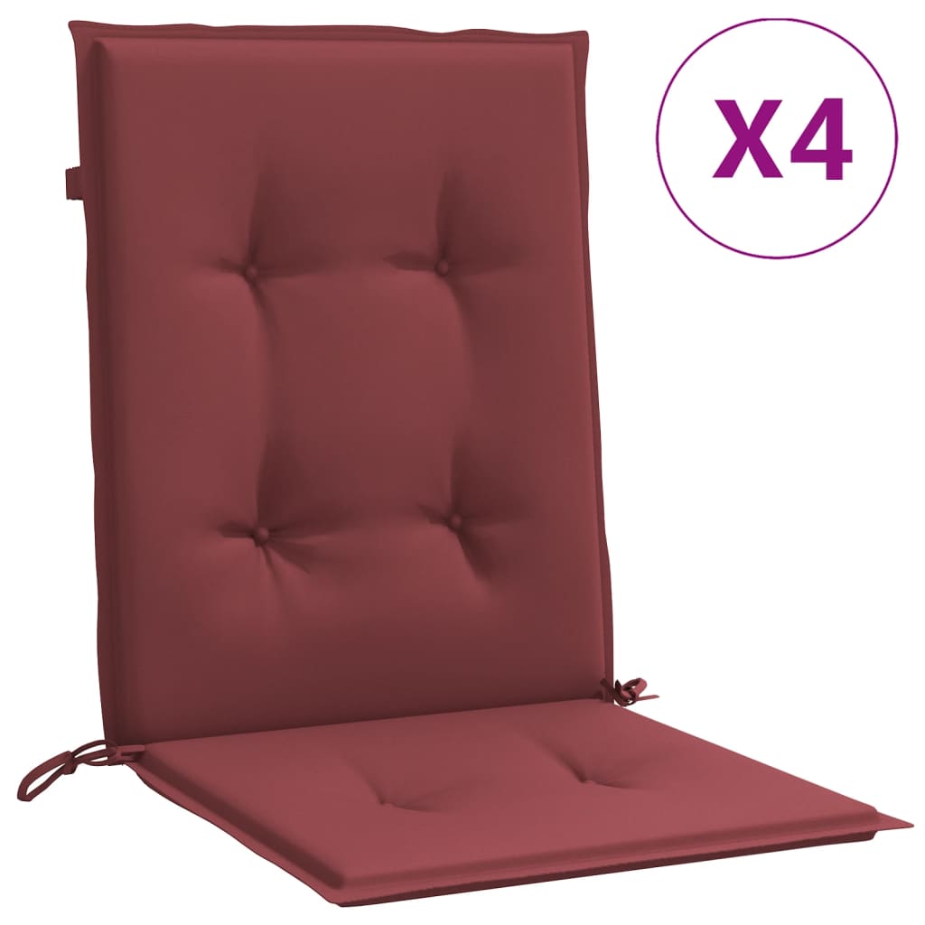 Vidaxl Chair cushions 4 pcs Low back 100x50x4 cm Fabric mixed wine red