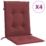 Coussins de chaise vidaxl 4 pcs bas dos 100x50x4 cm de tissu vin mélangé rouge