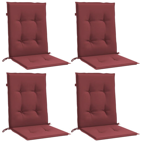 Vidaxx Stuhlkissen 4 Stück niedrige Rückenlehne 100x50x4 cm Stoff weinrot gemischt