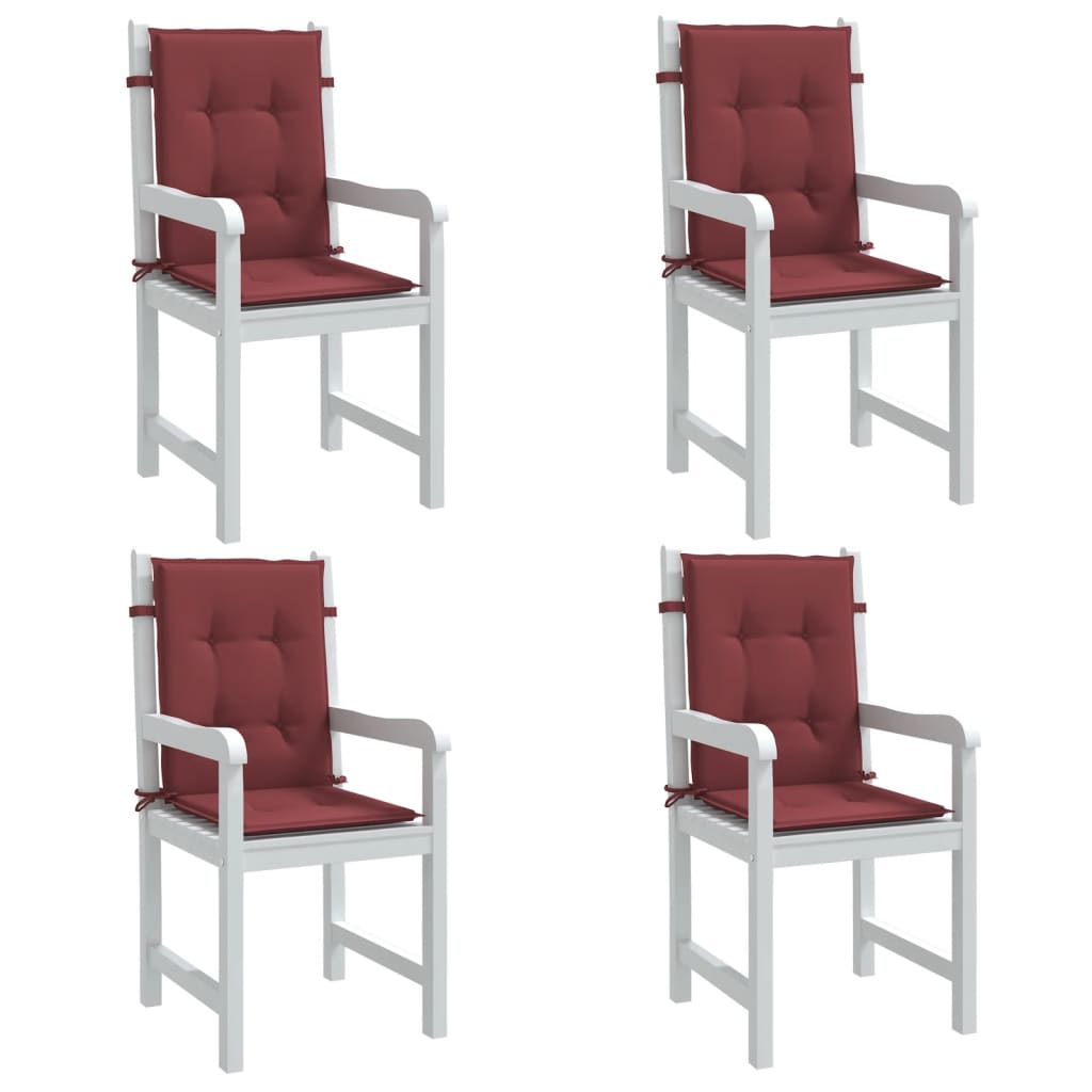 Coussins de chaise vidaxl 4 pcs bas dos 100x50x4 cm de tissu vin mélangé rouge