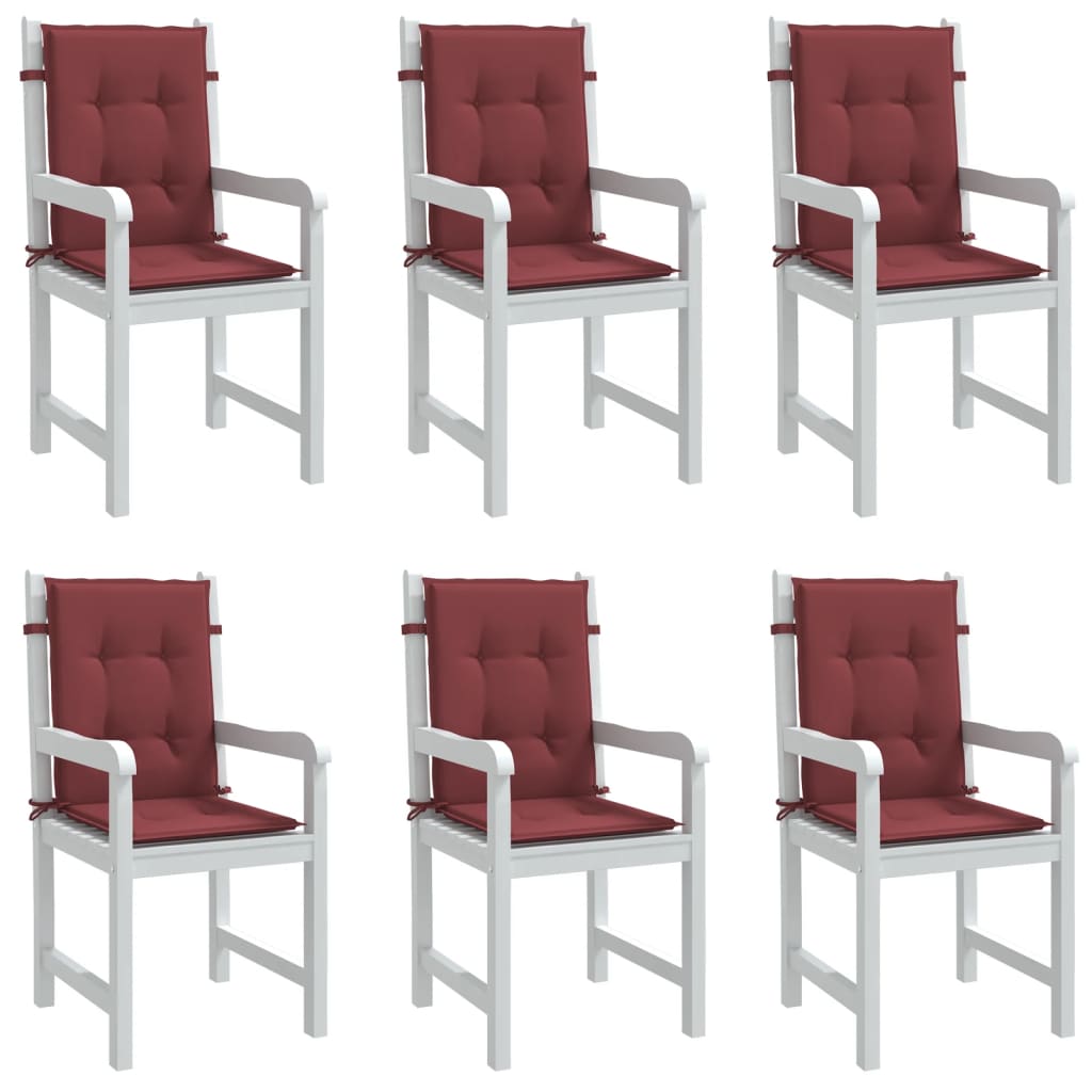 Cojines de silla Vidaxl 6 pcs Back 100x50x4 CM Fabric de vino mixto rojo