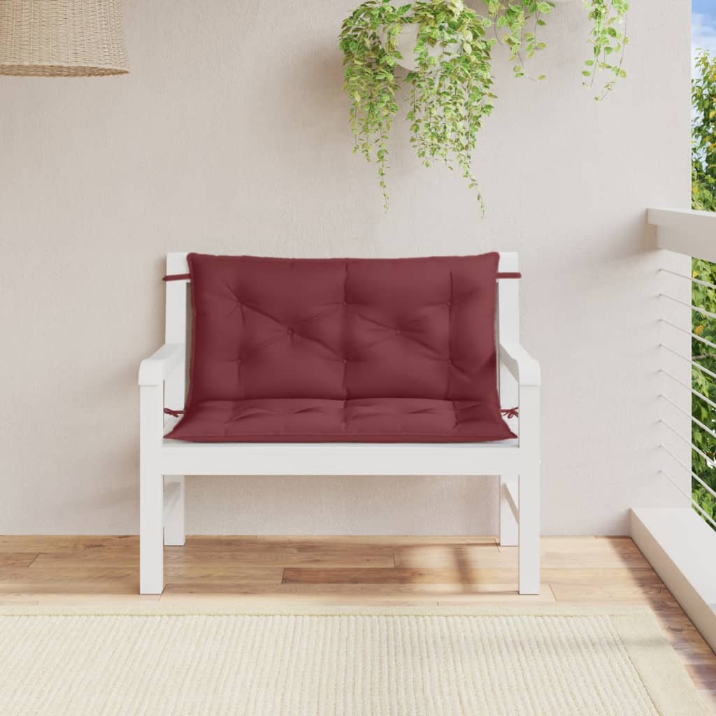 VIDAXL Garden Bench blazine 2 pcs 100x50x7 cm tkanina mešano vino rdeče